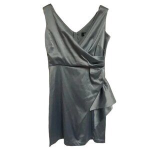 Alyn Paige NY Designer Sleeveless Silver Gray Silky Mini Party Dress, Size 3/4